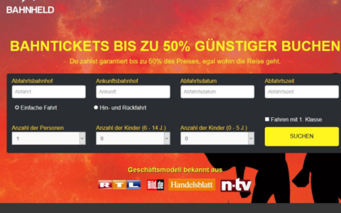 Einstige Werbeversprechen auf der Webseite Bahnheld.