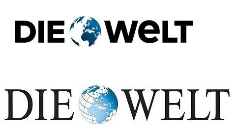 Schwieriges Abenteuer: Die Welt und welt.de versuchen sich an einem neuen Logo. Oben das neue. Unten das alte.