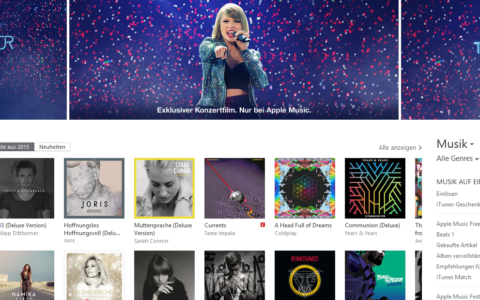 An prominenter Stelle wirbt iTunes für Taylor Swift.
