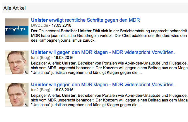 Nur ein Beispiel für Bugs in Google News: Das Portal turi2 wird mit der gleichen News doppelt angezeigt. Andere Portale, die ebenfalls zum Thema berichteten, fehlen plötzlich ganz in der Indizierung in Google News.