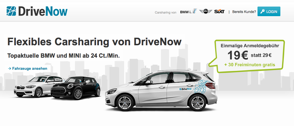 So präsentiert sich DriveNow in Deutschland. Im gleichen Look geht auch ReachNow in den USA an den Start.