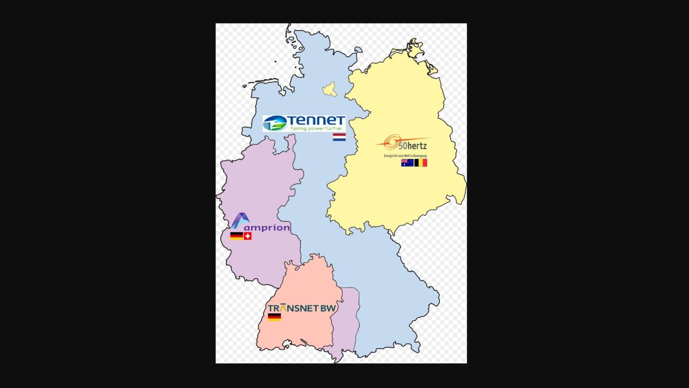 Diese vier Übertragungsnetzbetreiber sind zentrale deutsche Strompreis-Antreiber. (Grafik: Wikimedia Commons, Francis McLloyd)