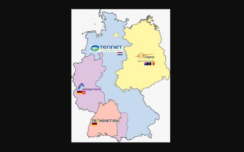 Diese vier Übertragungsnetzbetreiber sind zentrale deutsche Strompreis-Antreiber. (Grafik: Wikimedia Commons, Francis McLloyd)