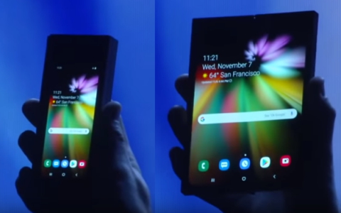 Stolz präsentiert Samsung sein faltbares Handy auf der hauseigenen Messe in San Francisco.