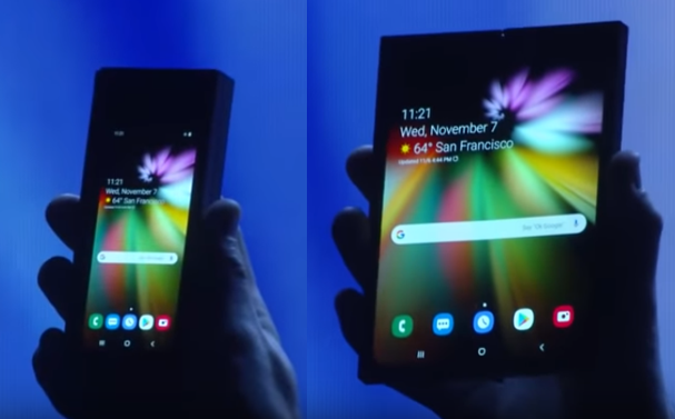 Stolz präsentiert Samsung sein faltbares Handy auf der hauseigenen Messe in San Francisco.