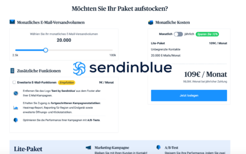 Ok, wenn wir das richtig verstehen, kosten also 20.000 E-Mail-Adressen im Monat rund 109 Euro auf diesem Newsletter-Tool.