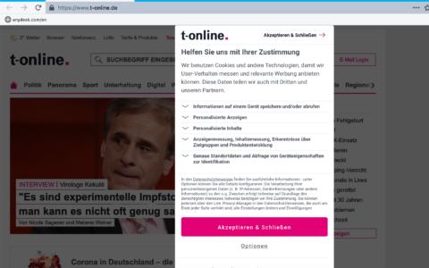 Das wäre T-Online am liebsten: Der Klick auf die rosa Klickfalle Alle Cookies akzeptieren.
