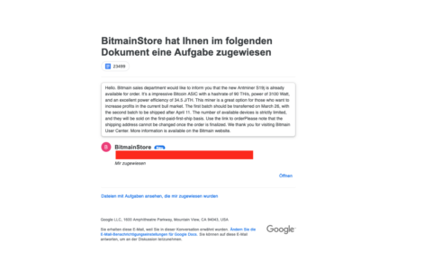 Achtung: Diese Mail ist wahrscheinlich krimineller Natur. Keine Dateien dort öffnen oder herunterladen! Wir sprechen eine Warnung aus.