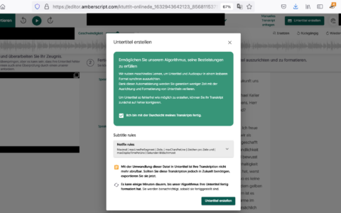 Amberscript überzeugt bei Untertiteln in gleicher Sprache, nicht aber bei Übersetzungen.