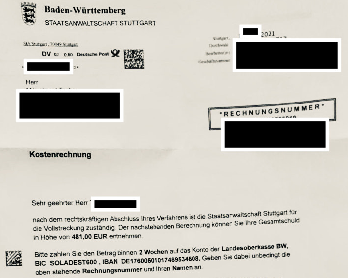 Staatsverbrechen? 1,1 Gramm Marihuana mit fast 500 Euro Strafe belegt vom Amtsgericht Stuttgart. Das sei noch niedrig, rechtfertigt man sich.