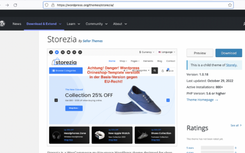 Dubios: Storezia Wordpress-Template