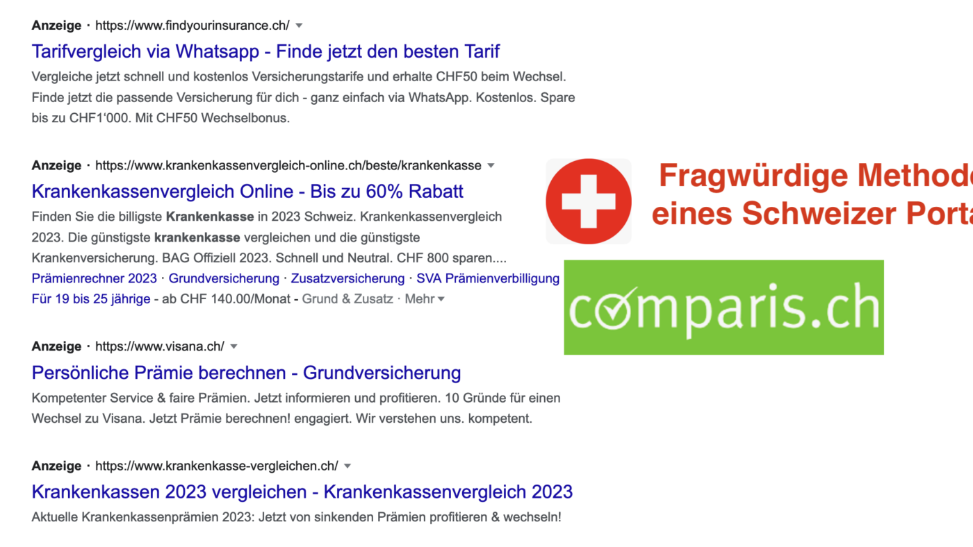 Heftiger Gegenwind gegen eine Schweizer Hirschkuh oder Platzhirsch - Comparis. Das Portal sieht sich Vorwürfen des Machtmissbrauchs ausgesetzt und dubioser Rankings mit Provisionszahlungen.