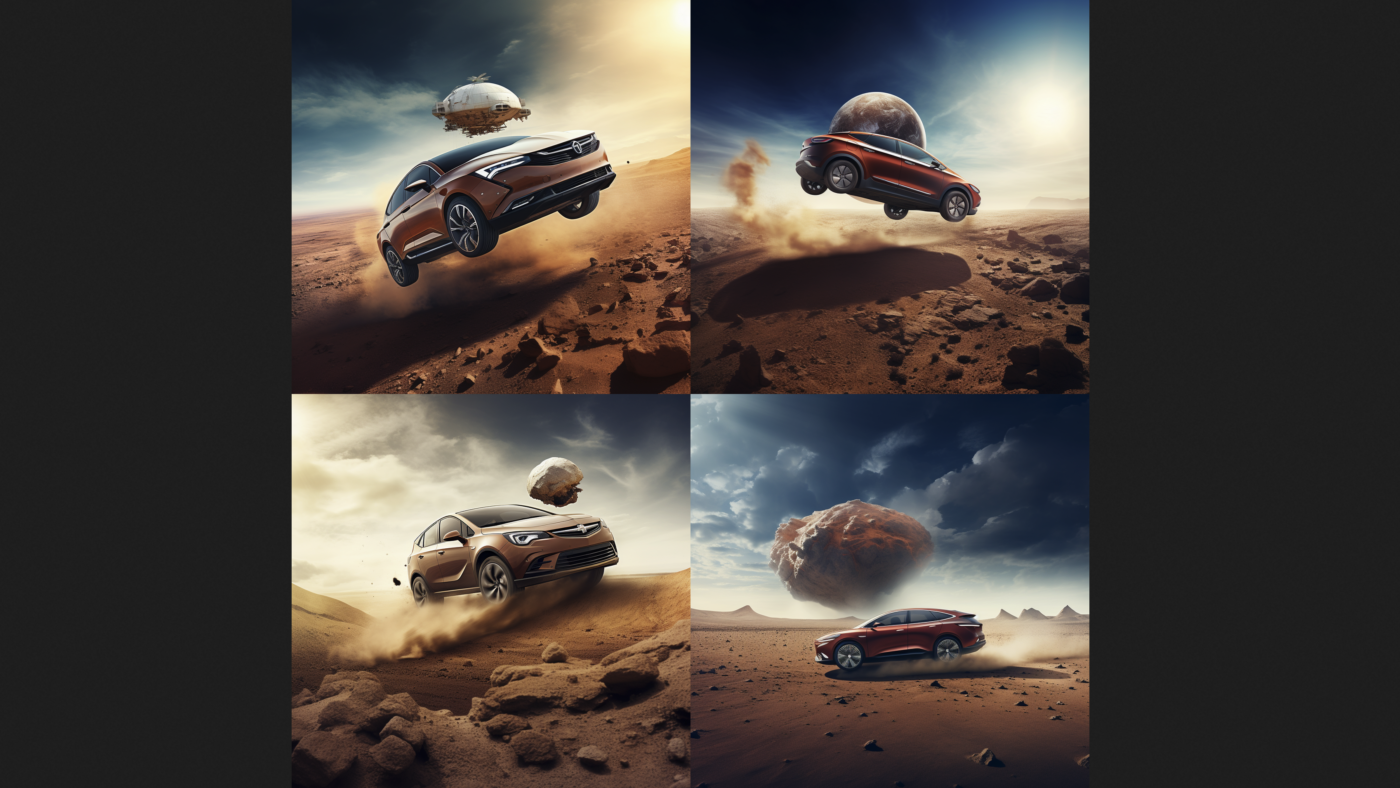 Die Grafik der NETZ-TRENDS.de-Redaktion stellt sich den neuen Opel Astra-e spacig vor. Hier landet er auf dem Mars. Lange ist es her, als der Astra ein spießiges Auto war.