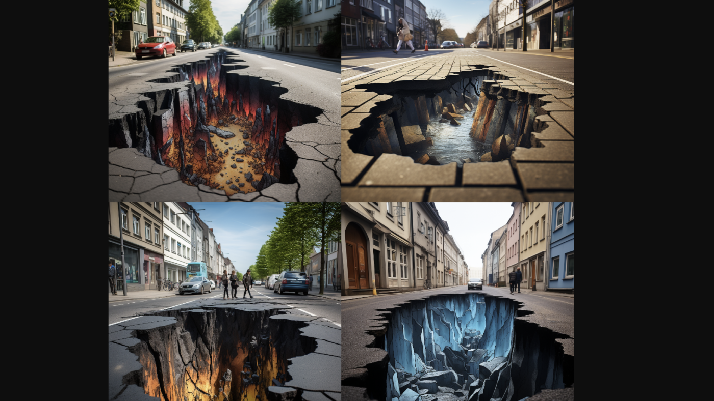 Wo sie sind, werden ganze Stadtteile lahmgelegt, teils Straßen beschädigt. Gerichte ermitteln. Unser Bild ist fiktiv mit der KI midjourney.app entstanden.