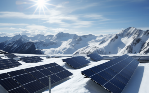 Der Schweizer Skiort Davos will ein Solarmodul-Paradies werden. Hier ein fiktives NETZ-TRENDS.de-KI-Bild entstanden mit der Google-Grafik-KI midjourney.app.
