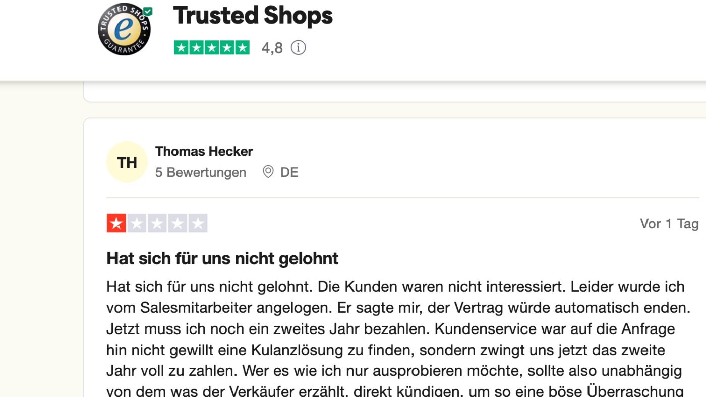 Unterirdisch: Ein Portal und Gütesiegel verliert sein Vertrauen in der Kundschaft.