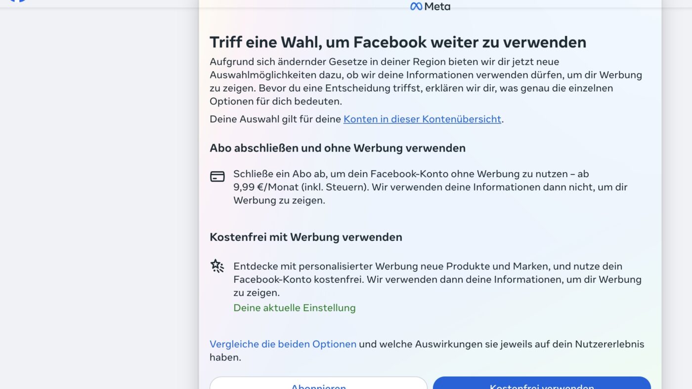 Facebook erpresst: Wer nicht zahlt, soll dem massenhaften Datenverkauf zustimmen.