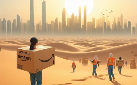 Amazon gilt als Abzockunternehmen bei Beschäftigten. Unser KI-Bild entstand mit Bing Image Creator.