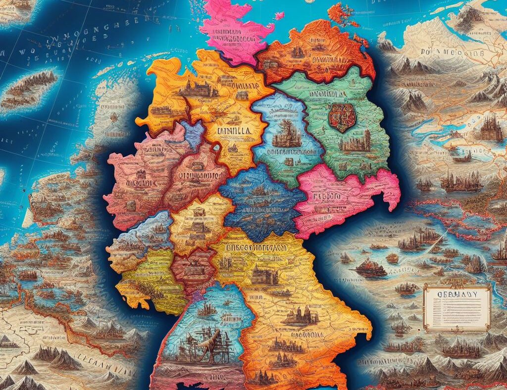Deutschland ist schön, Deutschland ist reich. Das dachten sich wohl auch im Jahr 2023 rund 2,7 Millionen Flüchtlinge die in Deutschland eingewandert sind und von der Bundesregierung aus SPD, Grünen und FDP mit offenen Armen empfangen wurden. Unsere Deutschlandkarte zeichnete die Bing KI.