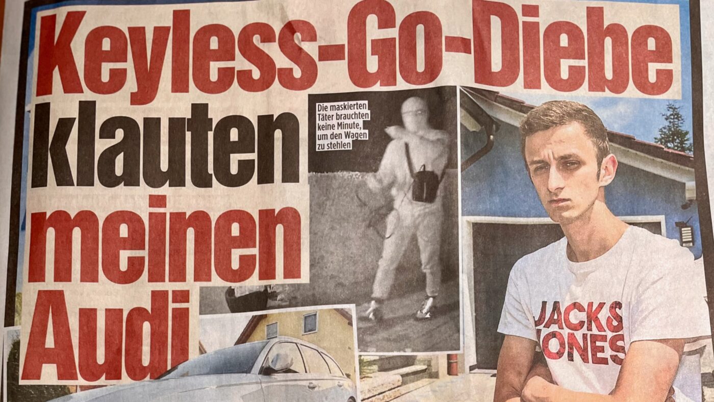 Die BILD-Zeitung berichtete am 11. Juni ausführlich über einen besonders dreisten Fall von Keyless Go-Schlüsselsystemen, die oft auch in Firmen verwendet werden mittels Transpondern.