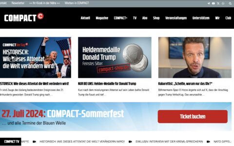 Die letzte noch verfügbare Online-Ausgabe des COMPACT-Magazins vom 16. Juli 2024, bevor SPD-Bundesinnenministerin Nancy Faeser das regierungskritische Portal durch eine umstrittene Verbotsaktion schließen ließ. Viele sehen darin einen Angriff auf die Demokratie.
