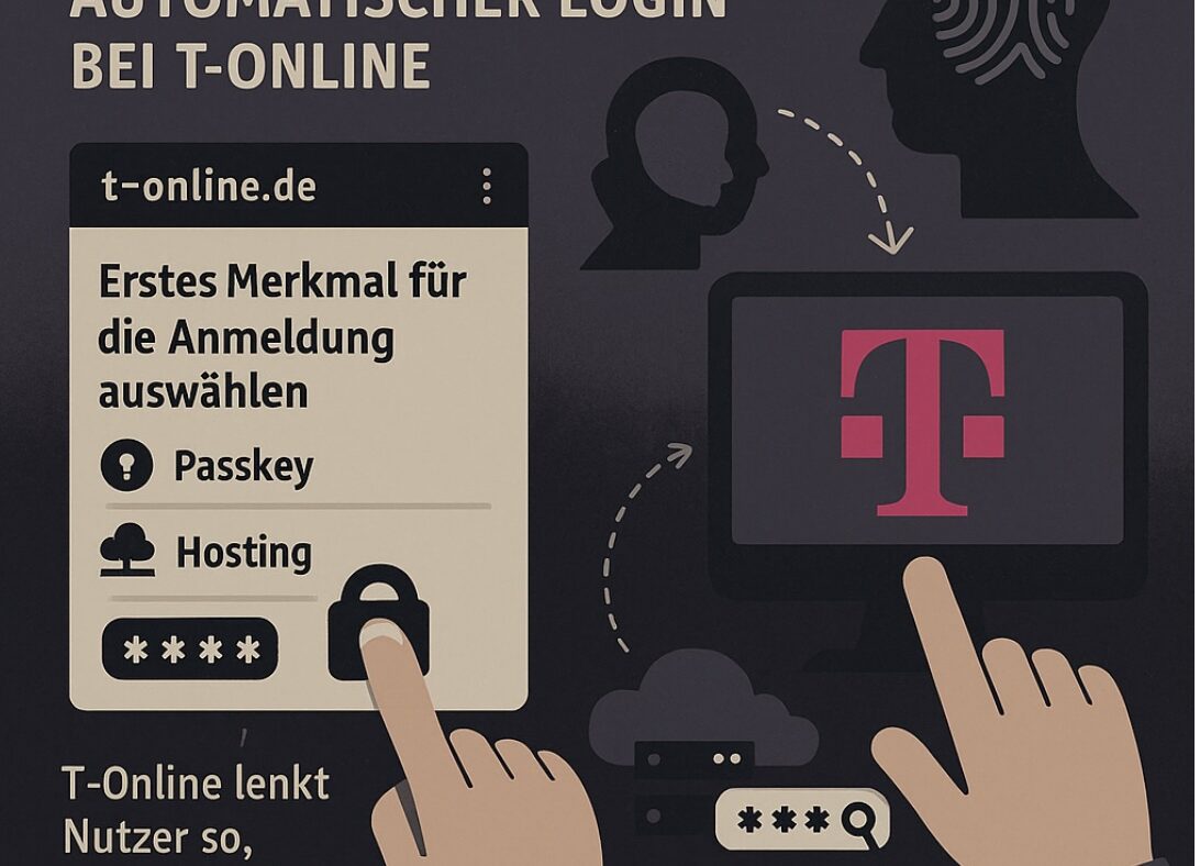 So visualisiert die Pro-Version von ChatGPT das Problem: Die Darstellung entspricht nicht exakt dem realen Anmeldeprozess zum persönlichen E-Mail-Fach bei T-Online, trifft jedoch die Richtung. Aus Sicht von NETZ-TRENDS.de ist diese Art der Nutzerführung deutlich zu manipulativ – sie drängt in eine technische Struktur, der viele gar nicht aktiv zustimmen wollten.