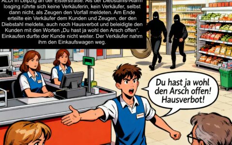 ALDI Leipzig-Elsterstraße: Mitarbeiter beleidigt Zeugen – Verkäufer lassen täglich 500 Euro klauen und greifen nicht ein und erteilen Zeugen noch Hausverbot