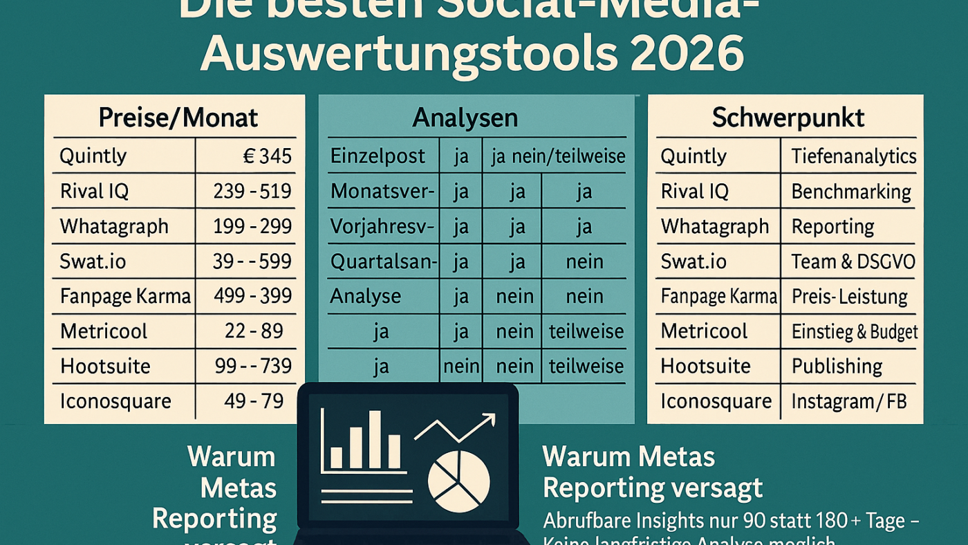 Hinweis: Die Einordnung der Tools basiert auf einer durch ChatGPT vorgenommenen Bewertung "nach gängigen Marktstandards" (O-ton Chat GPT; wir haben das nicht überprüft). NETZ-TRENDS übernimmt keine Gewähr für die Richtigkeit der Darstellung. Die Angaben dienen als Orientierung und sollten durch eigene Tests überprüft werden.