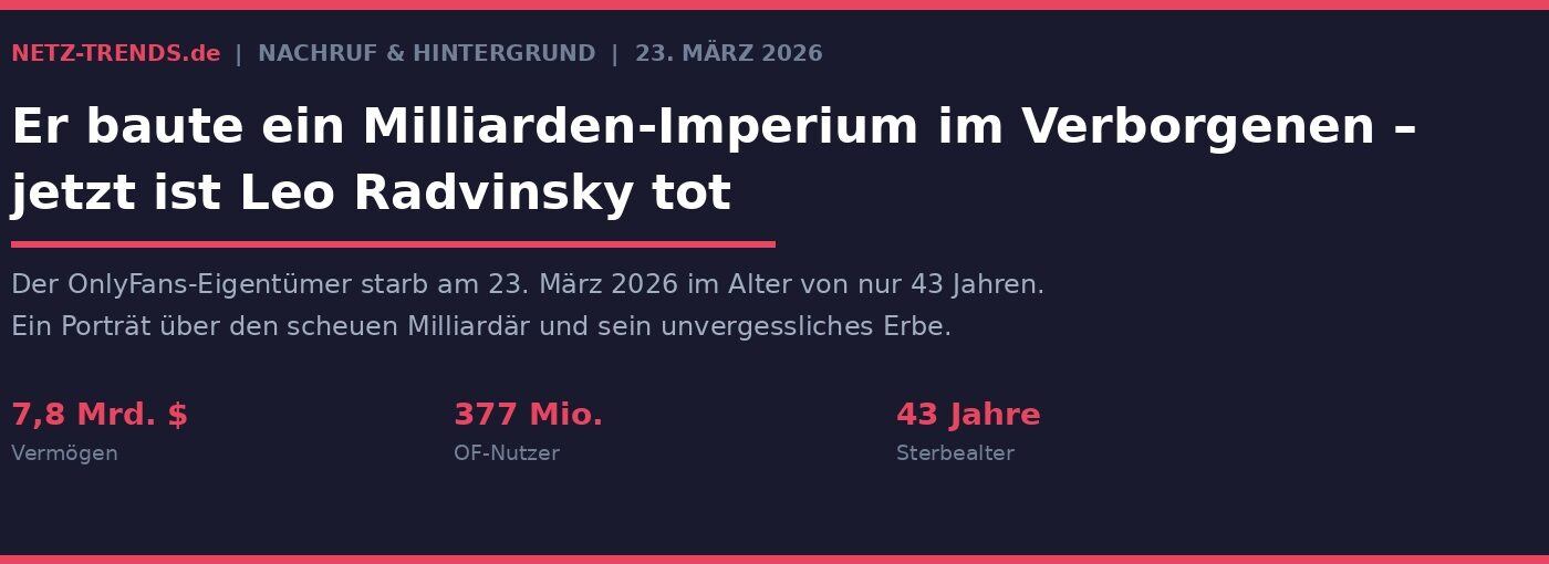 Onlyfans-Milliardär Leo Radvinsky mit 43 an Krebs gestorben - Nachruf