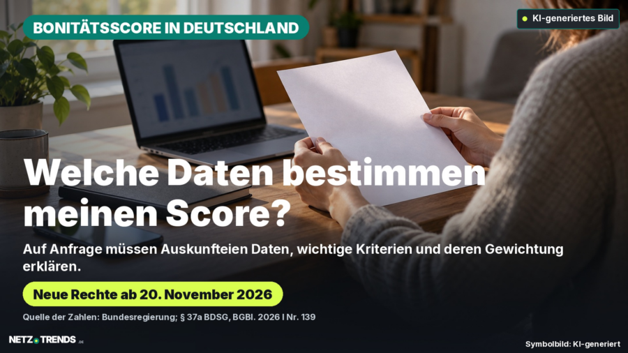 Person hält ein leeres Blatt an einem Schreibtisch mit Laptop und Smartphone.